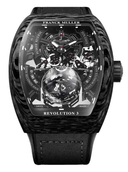 Franck Muller Vanguard Revolution 3 Skeleton Carbon - Black Replica Watch V50 REV 3 PR SQT CARBONE NR (NR)